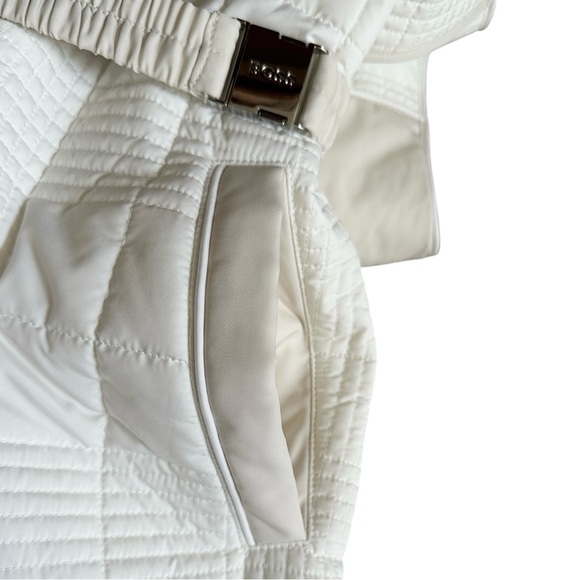 BOSS Hugo Boss Quilted Puffer Vest Dress NWT 4 Hooded Belt Water Repellent Ecru - Picture 7 of 12